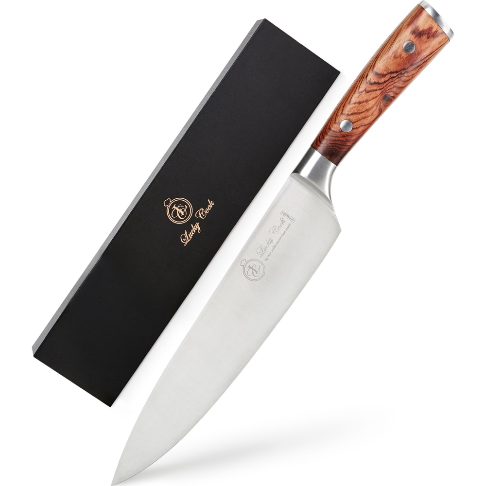 8inch Professional Chef Knife with Red Wooden Handle
